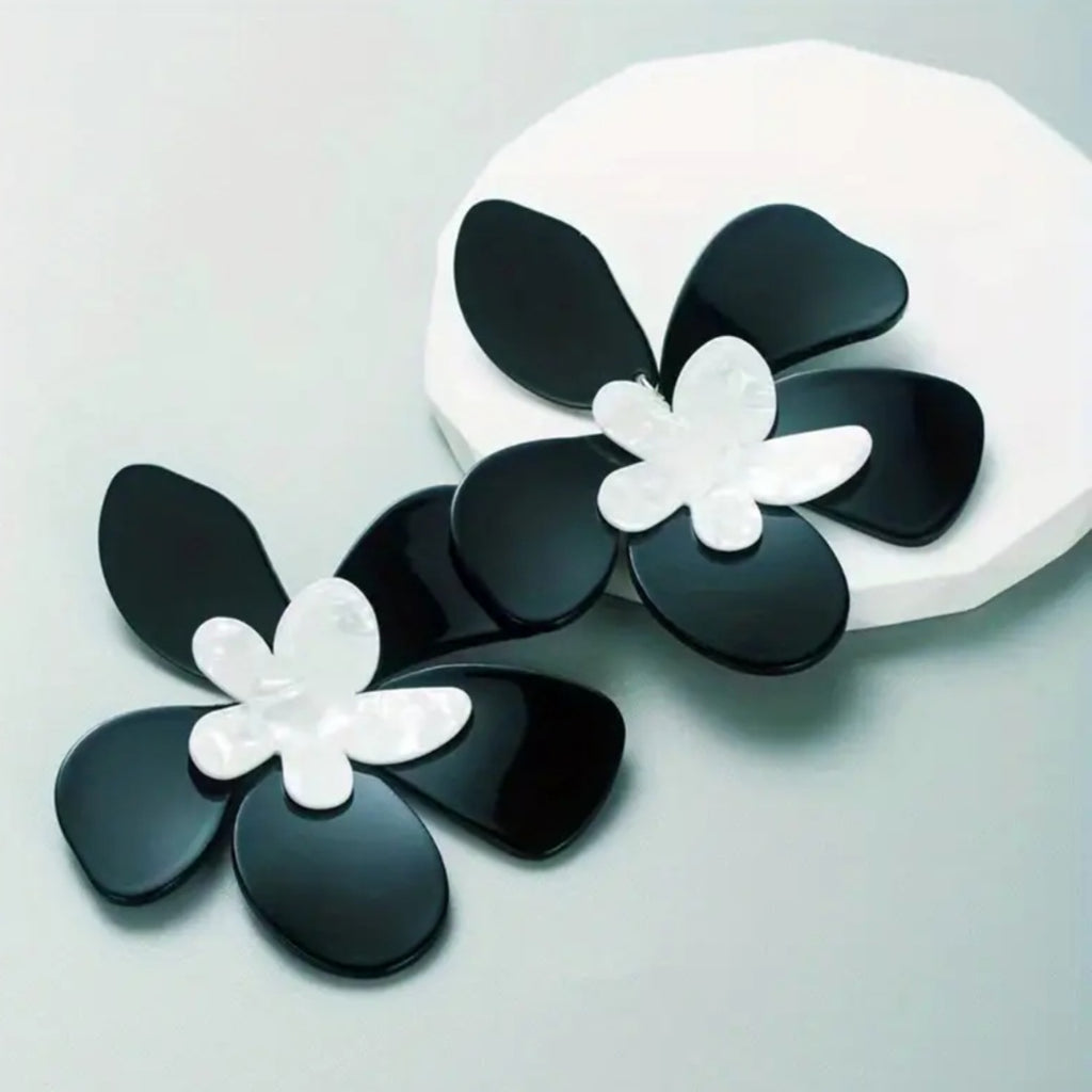 Double Flower Exaggerated Large Earrings