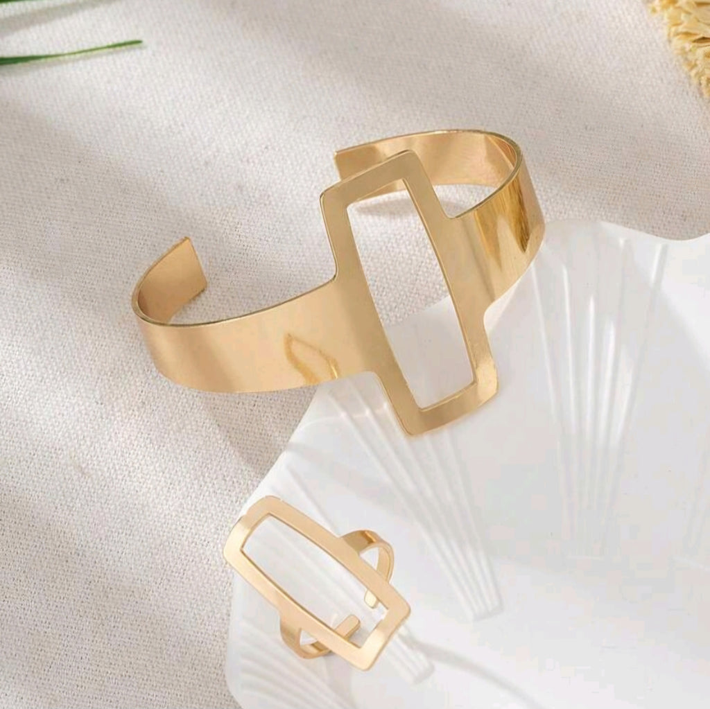 Egyptian Rectangle Bracelet Ring Set