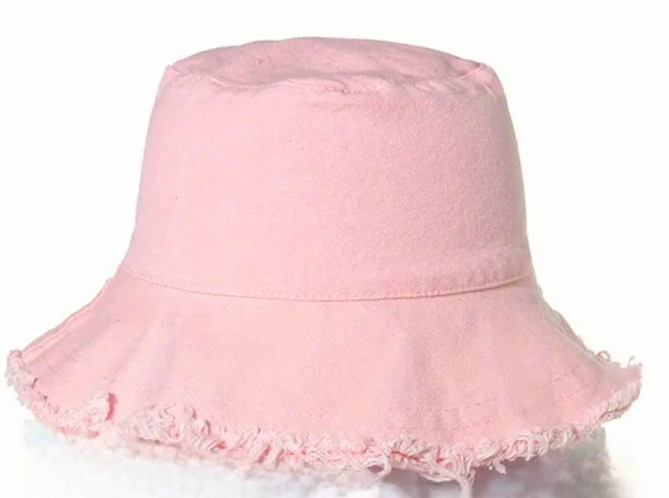 Floppy Frayed Denim Bucket Hat