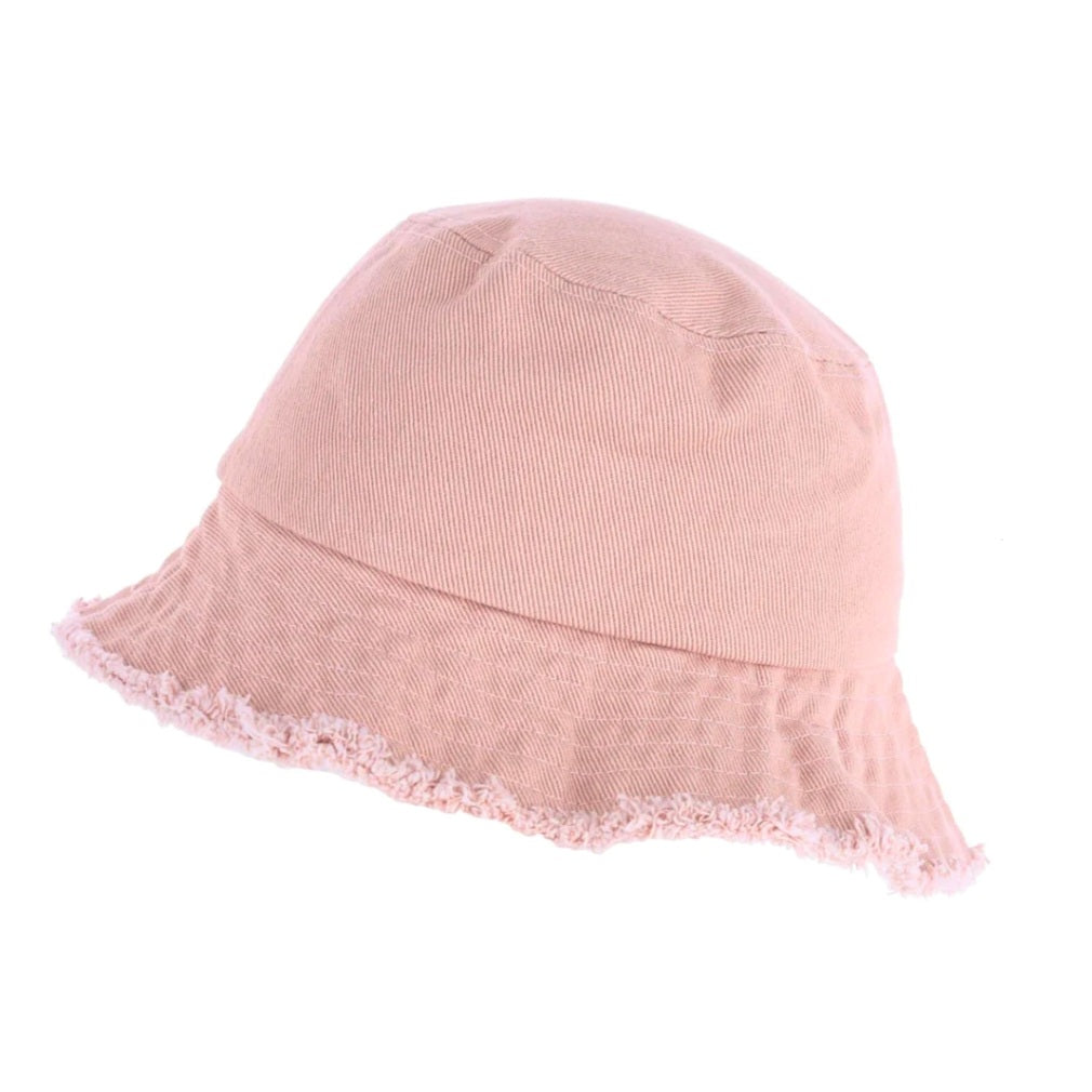 Floppy Frayed Denim Bucket Hat