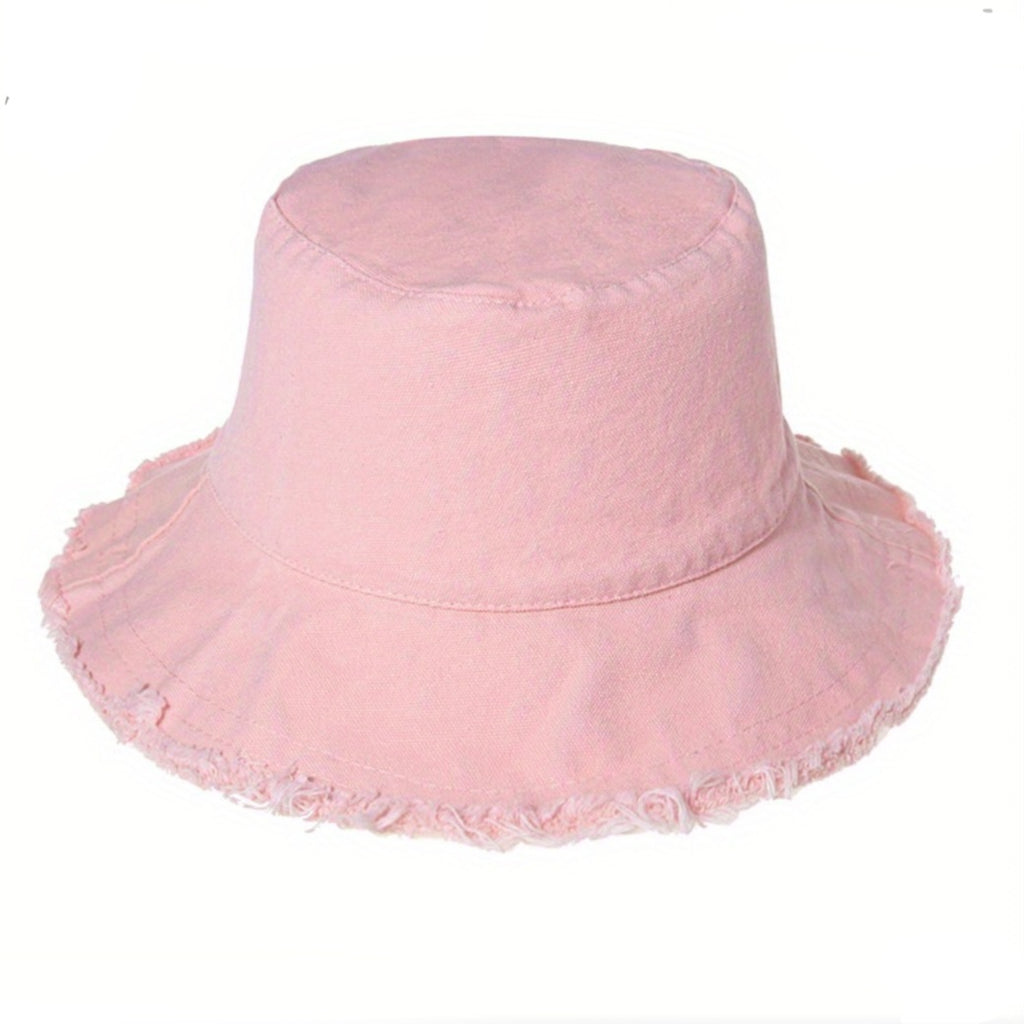 Floppy Frayed Denim Bucket Hat