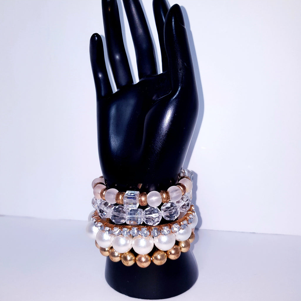 Crystal Pearl Bracelet Set