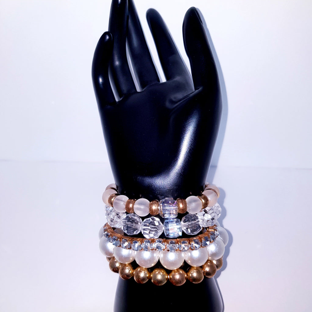 Crystal Pearl Bracelet Set