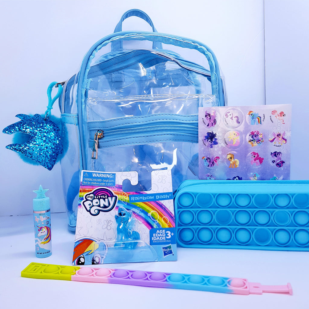 Clear Dash Unicorn Backpack Set