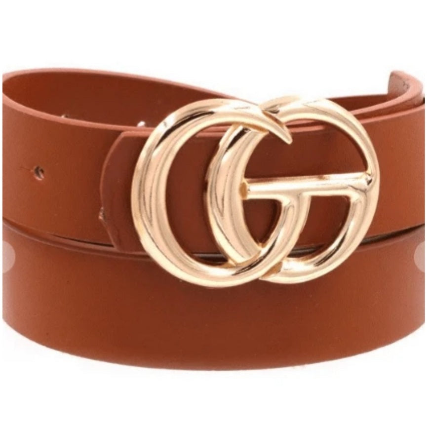 FRO4S Women's Fashion Double G Buckle Leather Belt